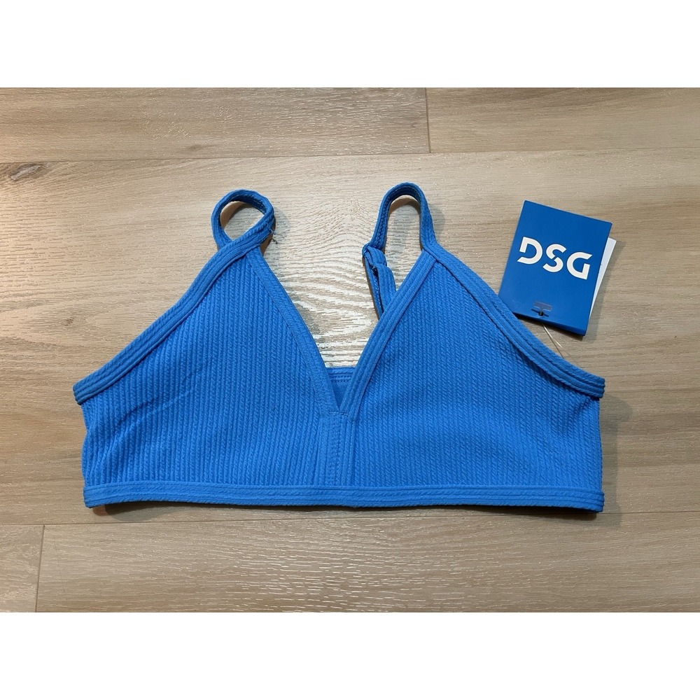 NWT DSG Girl's Bathing Suit Bound Bikini Top Blue‎ Youth Girls XS